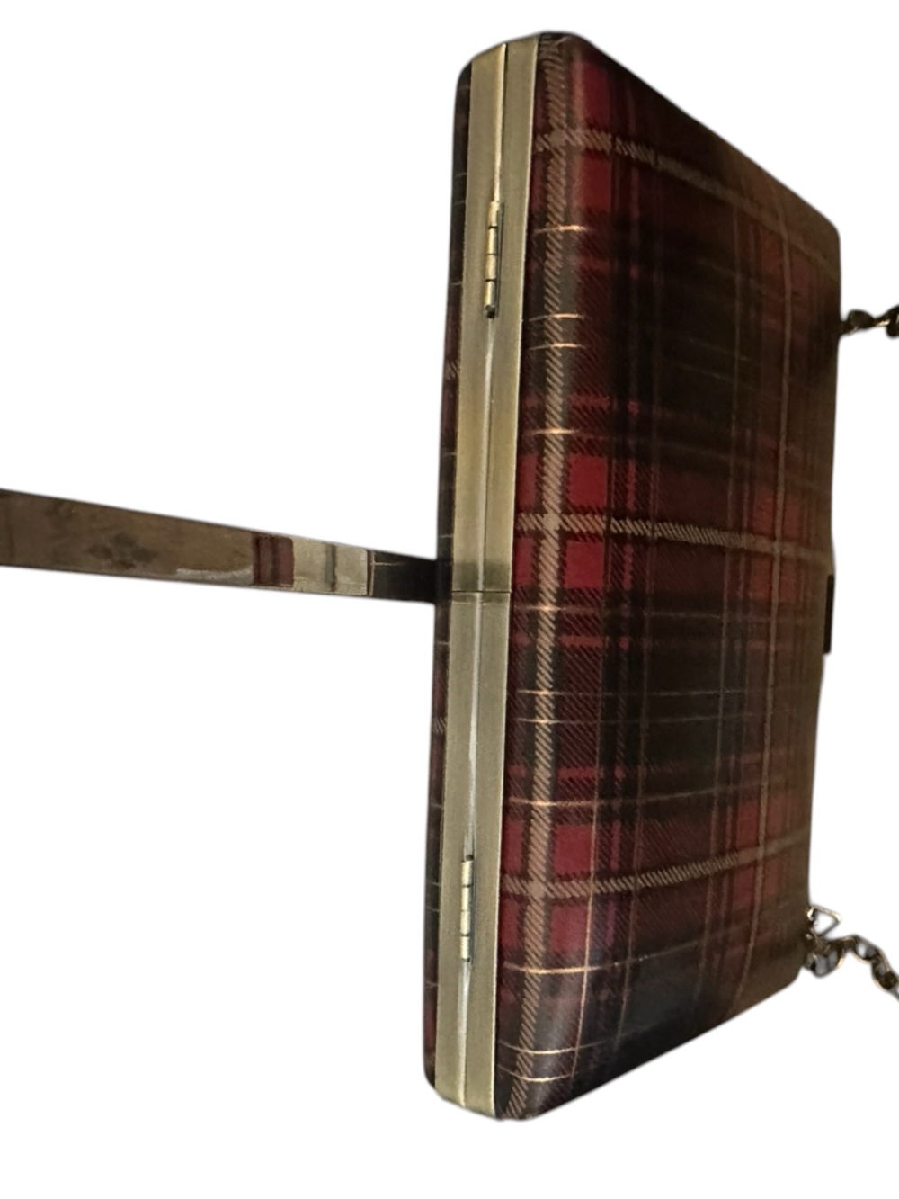 Patricia Nash Alora Tartan Plaid Leather Frame Clutch Crossbody Chain Bag - Picture 8 of 11